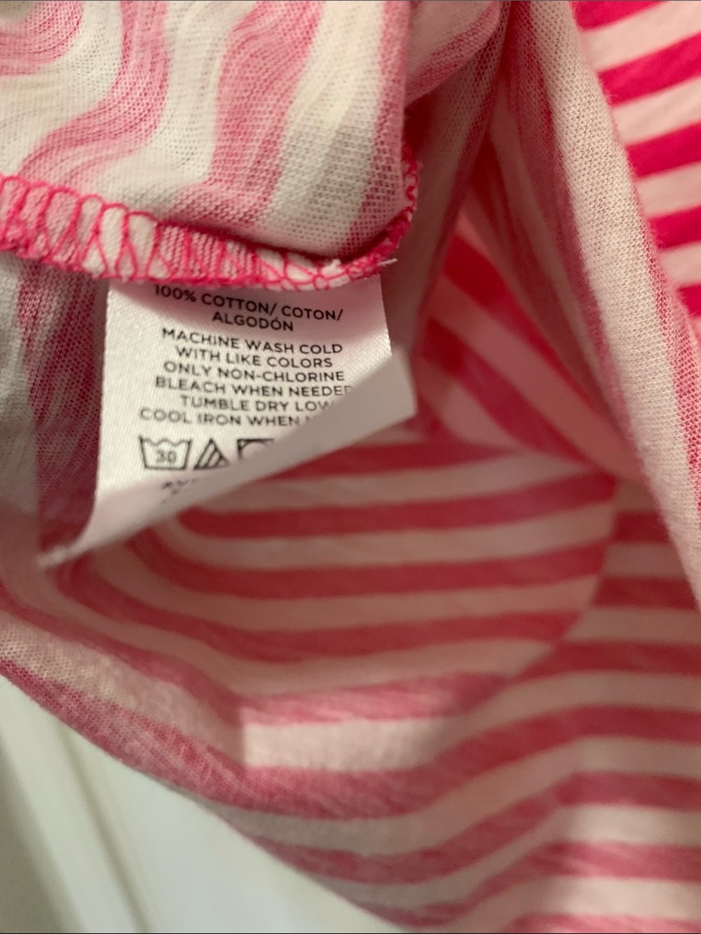 4/$10 LOFT 100% Cotton Pink & White Striped V-Neck Short Sleeve Tee - Picture 3 of 4